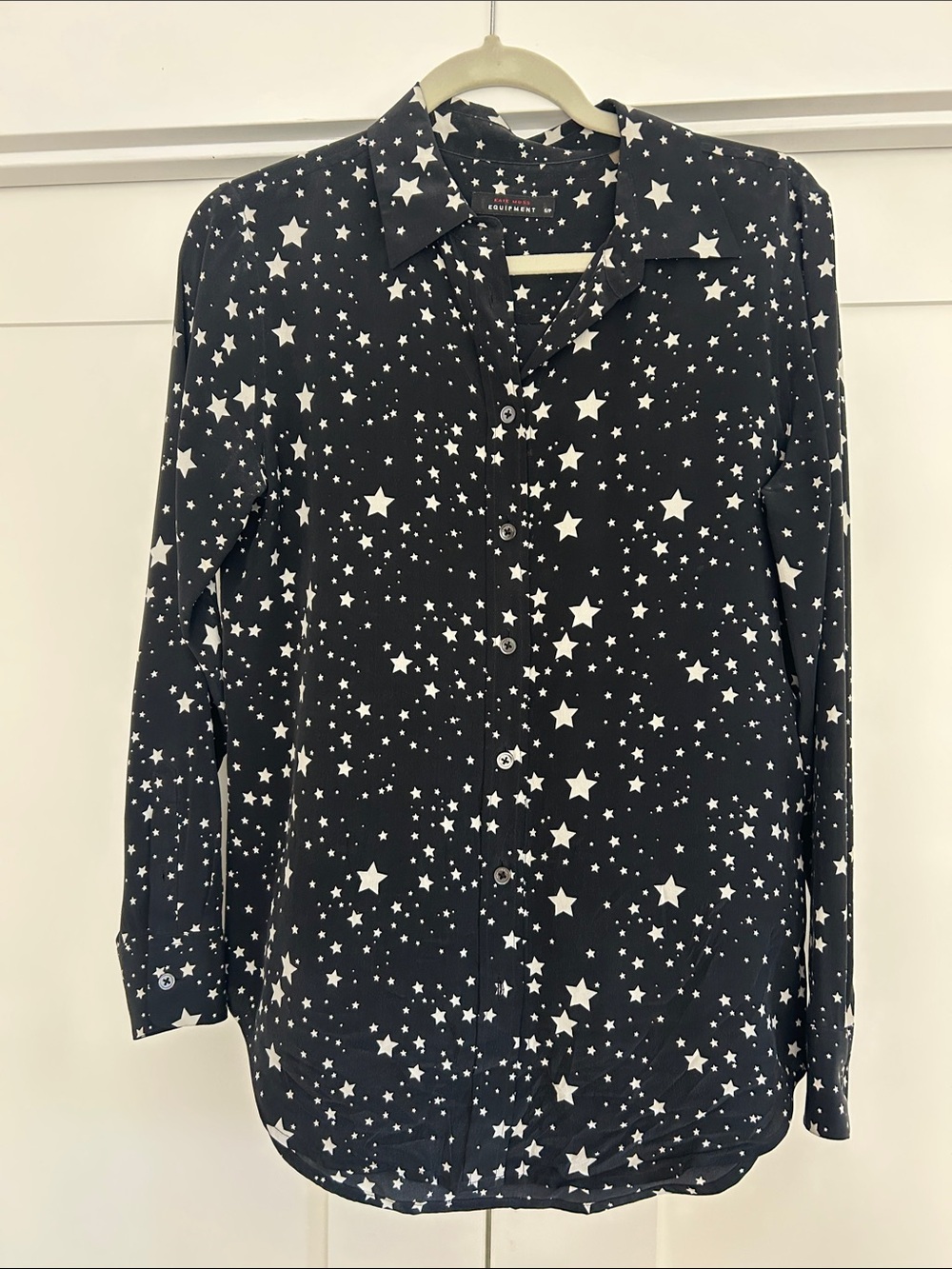 Equipment x Kate Moss Silk Star Print Button-Down Shirt - Black by Equipment